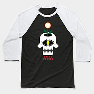 skull with flower coming out of the top Baseball T-Shirt